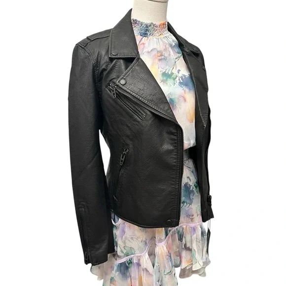 BLANK NYC Moto Jacket Vegan Leather Matte Black Onyx Women’s Size XS Small NEW - Picture 5 of 15